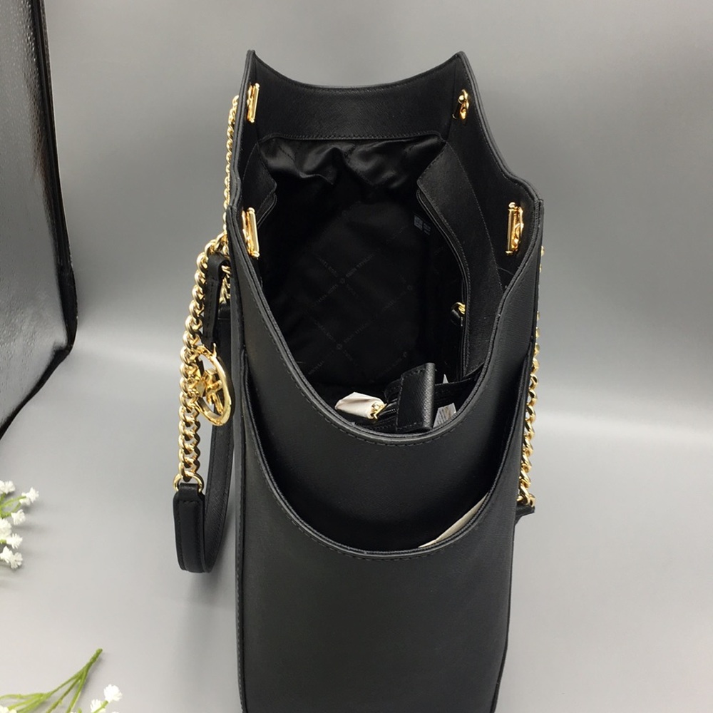 MICHAEL KORS LG CHAIN SHOULDER TOTE BLACK - Picture 7 of 16